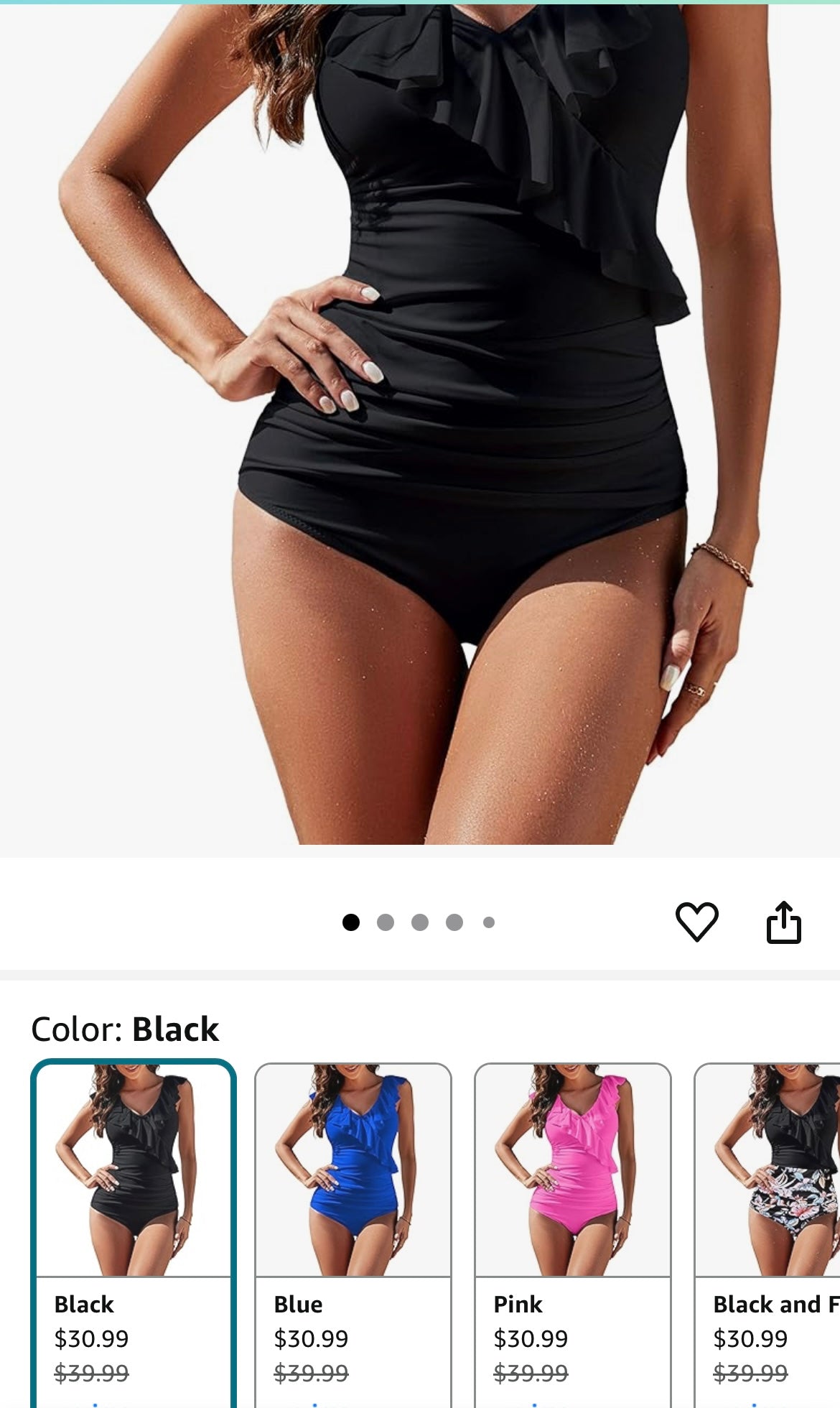 Ruffle V-Neck Swimsuit 2XL