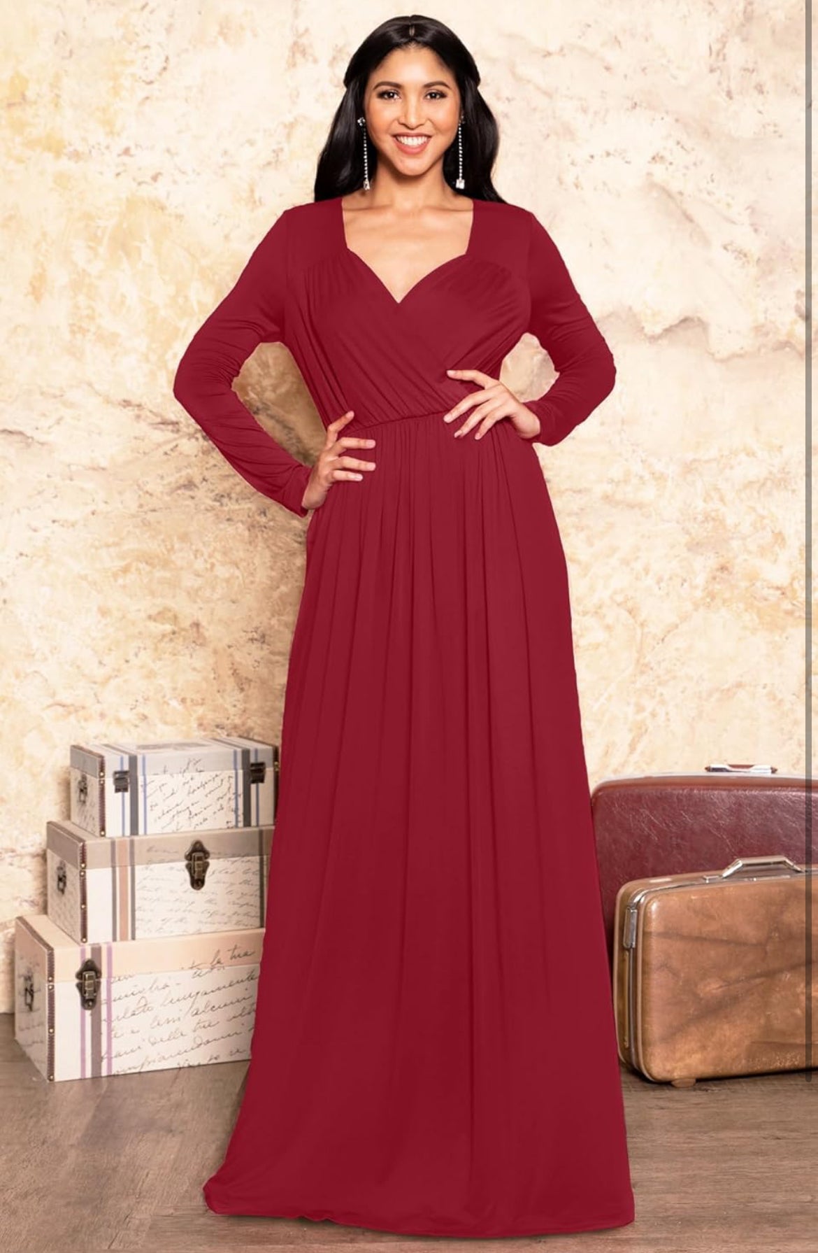 Long Sleeve Elegant Maxi Dress 3XL