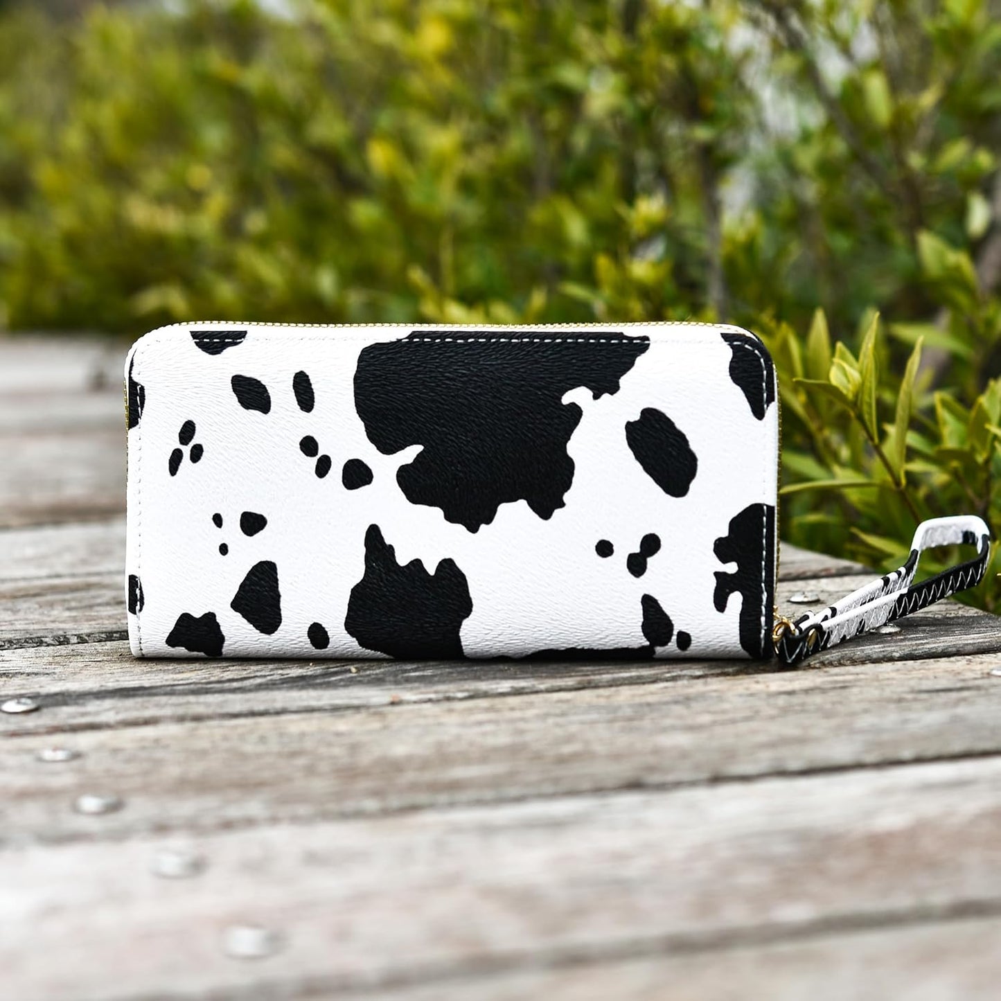 Cow Print Wristlet Purse Clutch Handbag