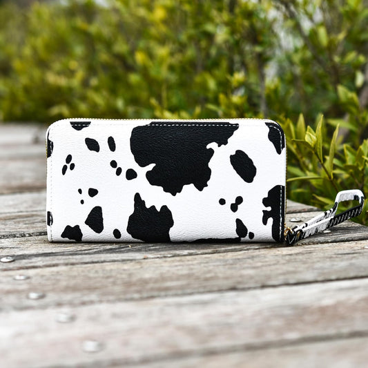 Cow Print Wristlet Purse Clutch Handbag