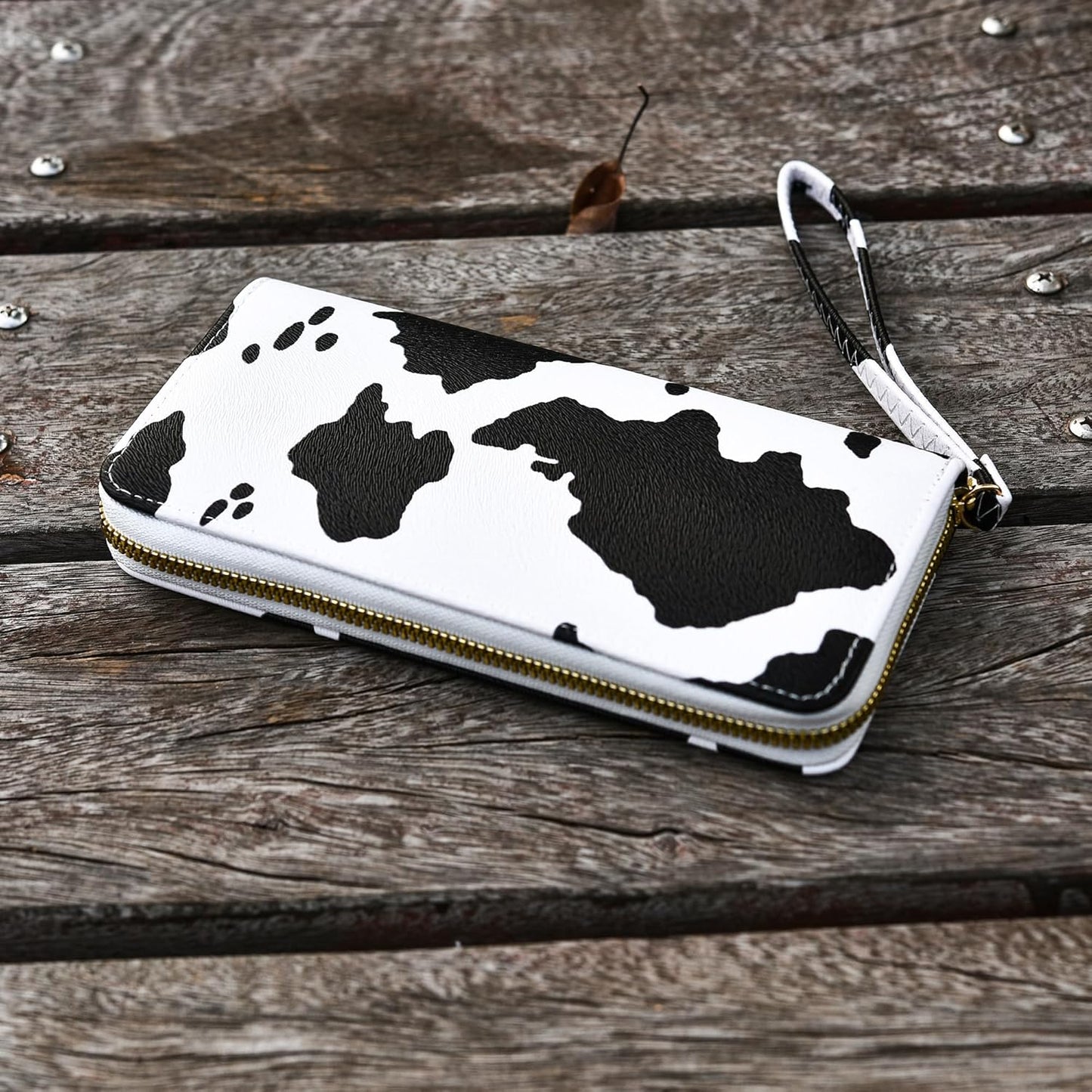 Cow Print Wristlet Purse Clutch Handbag