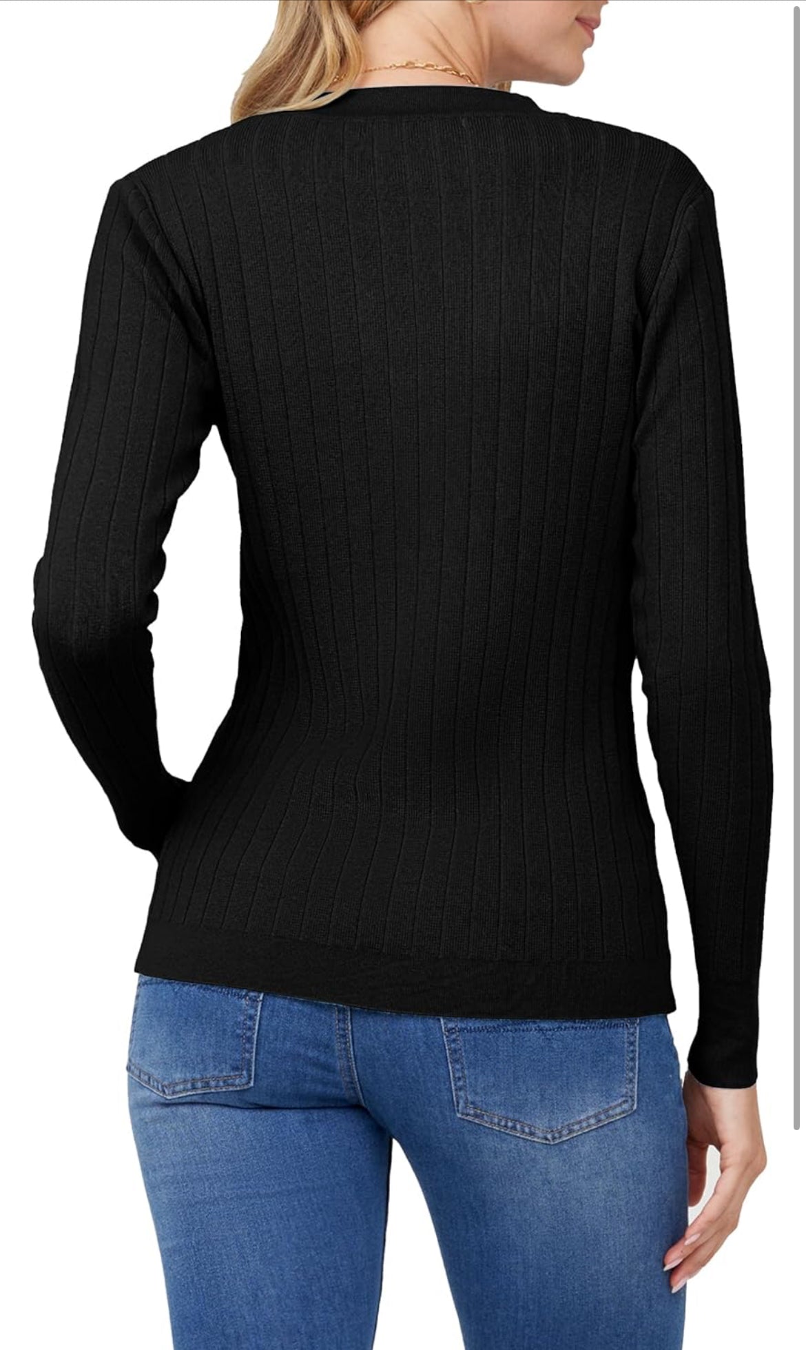 V-Neck Button Knit Sweater MEDIUM