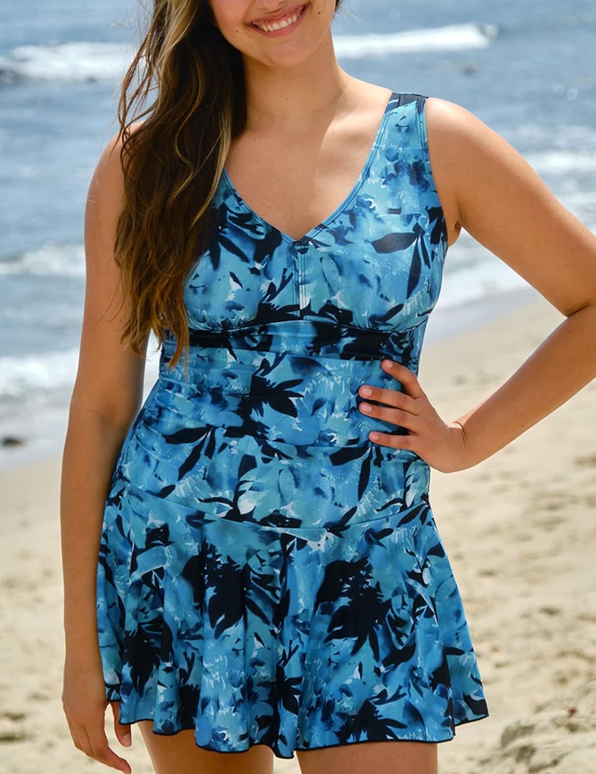 Flower Print One Piece SwimSuit 3XL