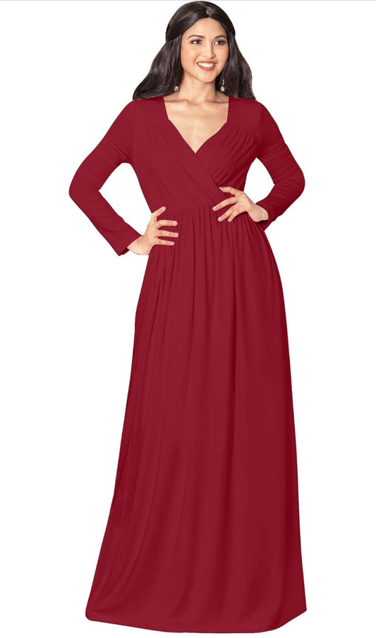 Long Sleeve Elegant Maxi Dress 3XL