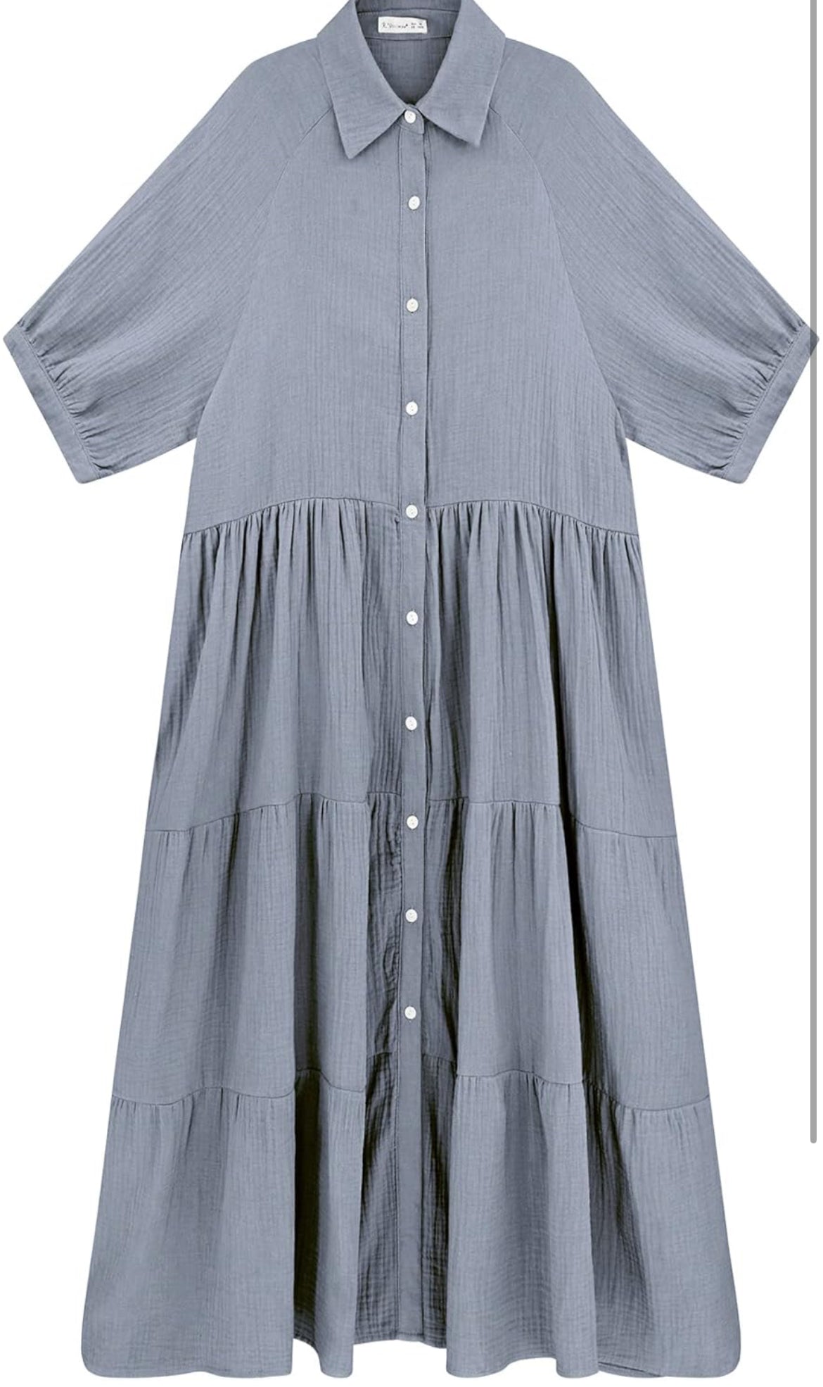 Half Sleeve Button Down Dress XL